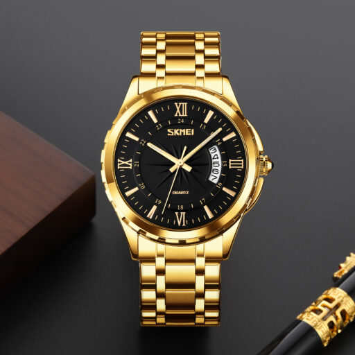 Skmei 9069 OEM Wholesale Males's Quartz Wristwatch - Waterproof Gold Basic Stainless Metal Style Timepiece