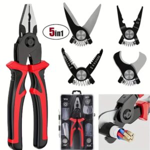 Family Wire Cable Stripper Pliers Set with Replaceable Heads – Mixture Device Equipment, That includes Diagonal Aspect Chopping Pliers