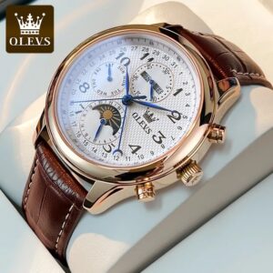 OLEVS 6667 Luxurious Waterproof Males’s Watch with Luminous Fingers, Chronograph, and Multi-Practical Options – Fashionable Mechanical Timepiece for Enterprise